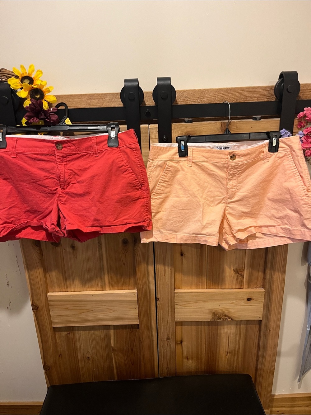 Old Navy Women's Peach and Red Cotton Casual Shorts - 2 Pairs